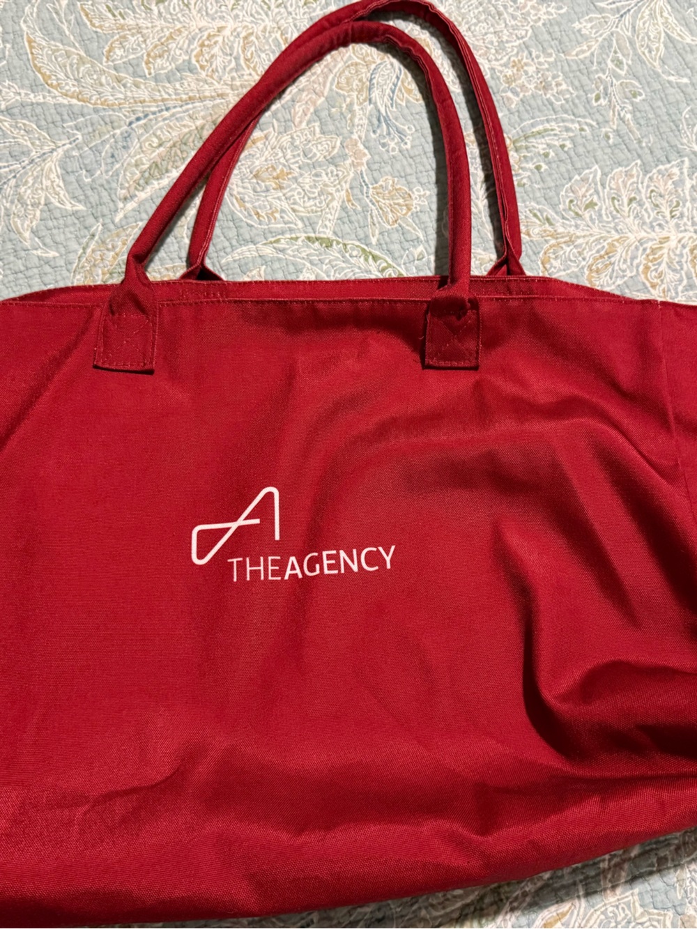 THE AGENCY Red Logo Tote Bag